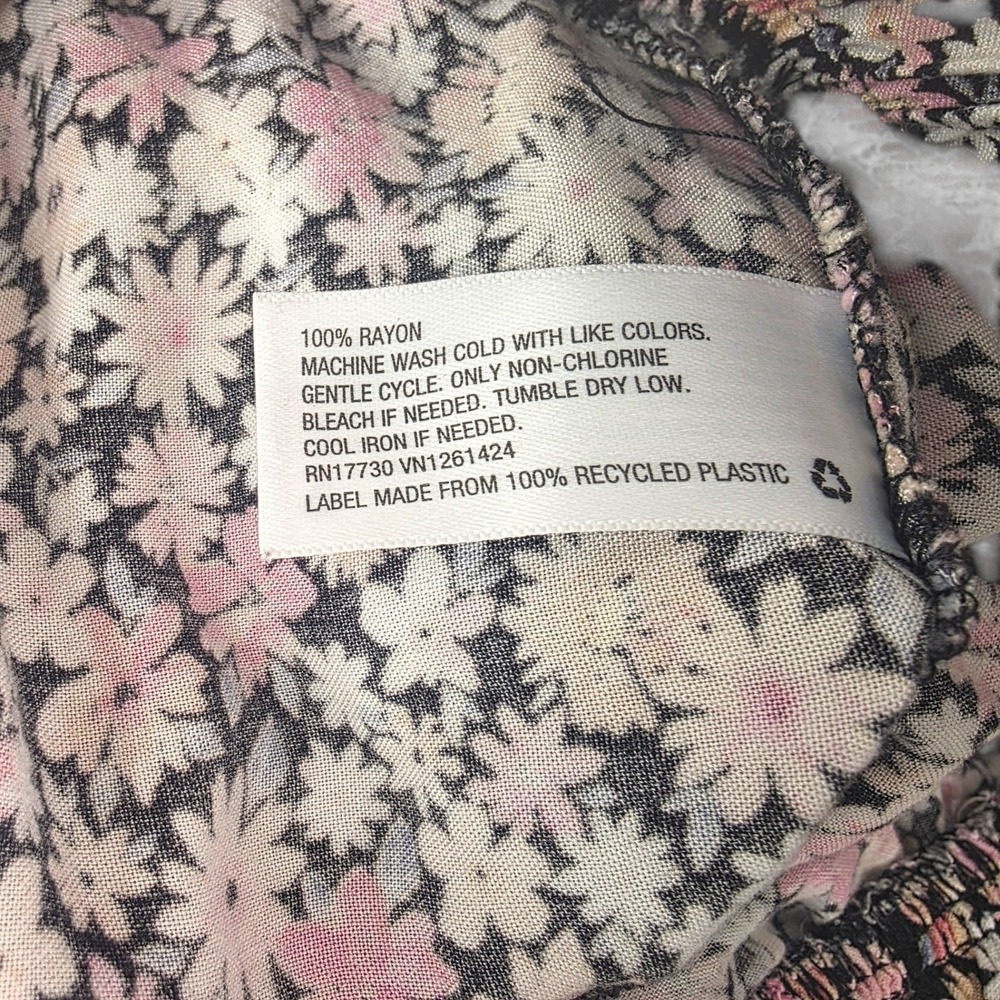 Wild Fable Floral Tiered Mini Skirt Pink Yellow Black Smocked Waist Small - Picture 4 of 6